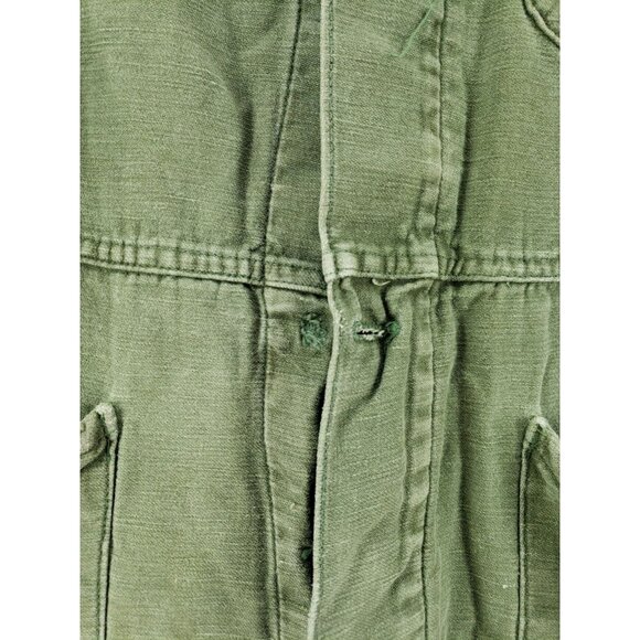 Vintage Green Mens Medium Cotton Twill Coveralls With Button Closure - Picture 7 of 11